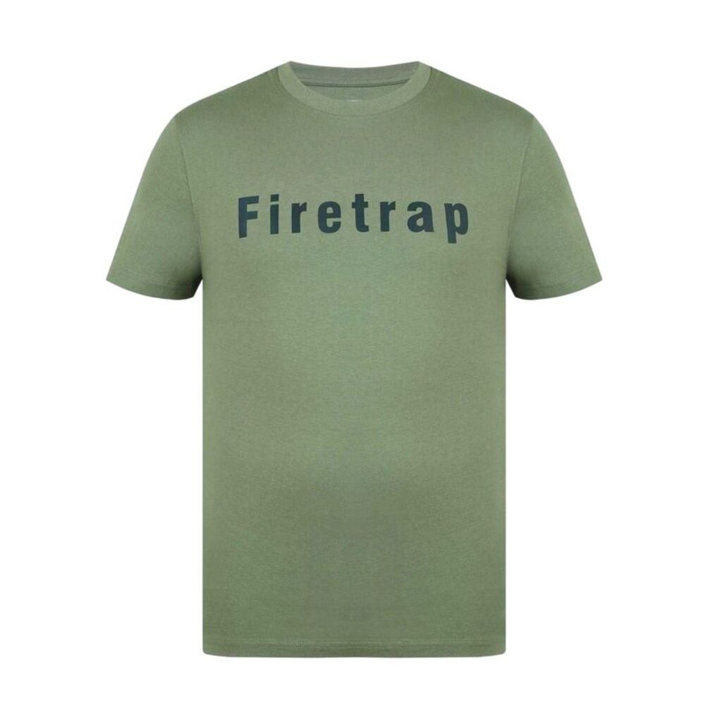 Firetrap Mens Logo Cotton T-Shirt / Khaki Green